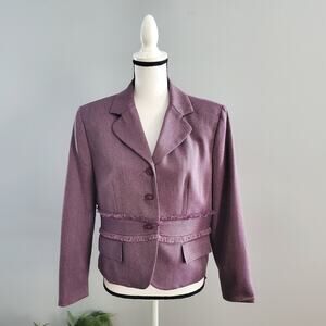 Larry Levine Classics Purple Lined Short Jacket Blazer 14